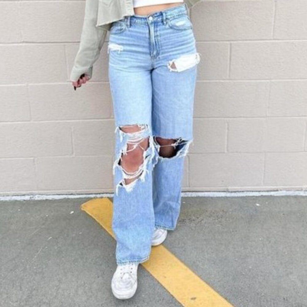 Super High-Waisted Baggy Wide-Leg Jean, American Eagle